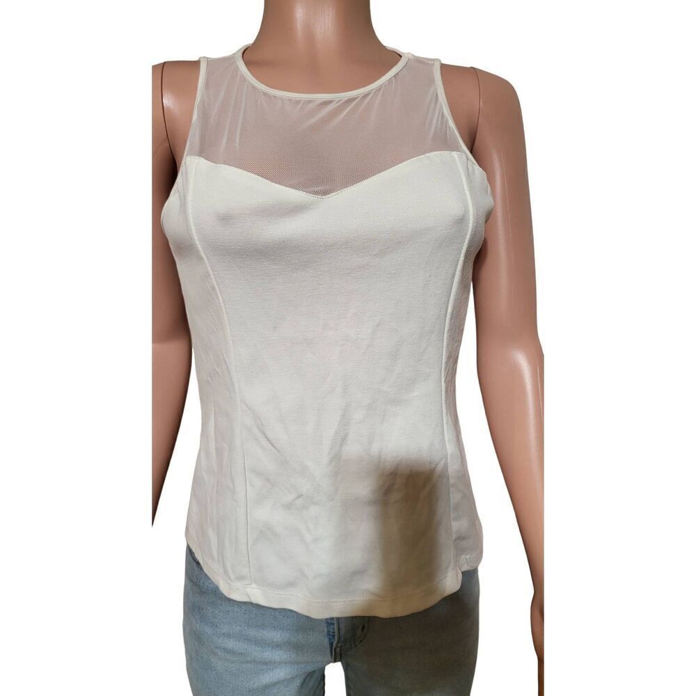 Ambience white sleeveless mesh top L